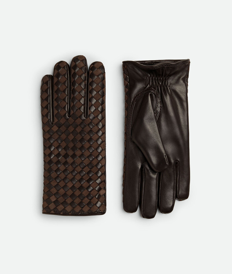 Intrecciato Leather And Suede Gloves 1