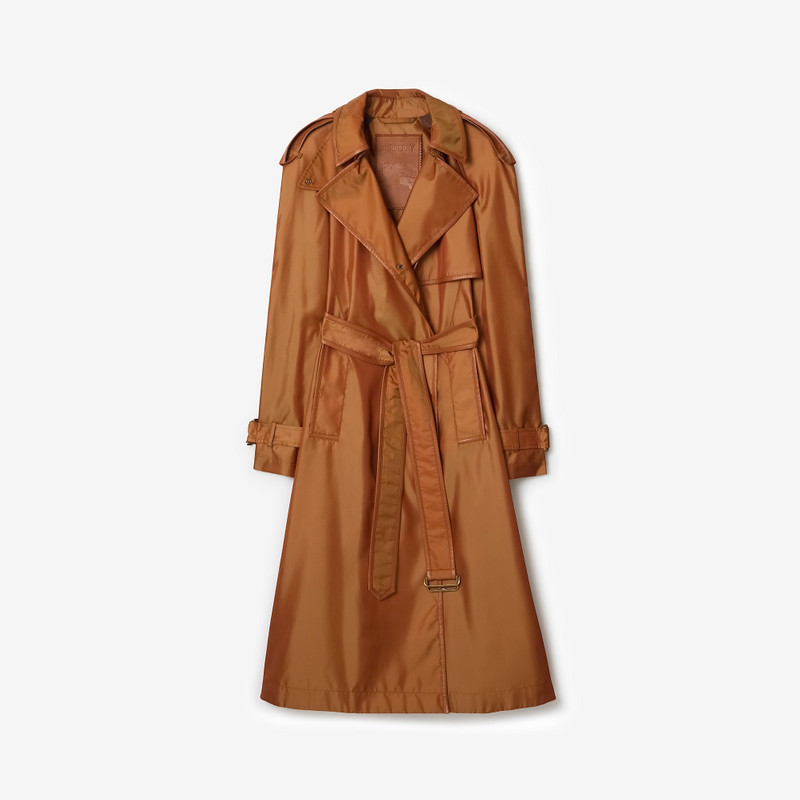 Long Nylon Blend Hooded Trench Coat 1