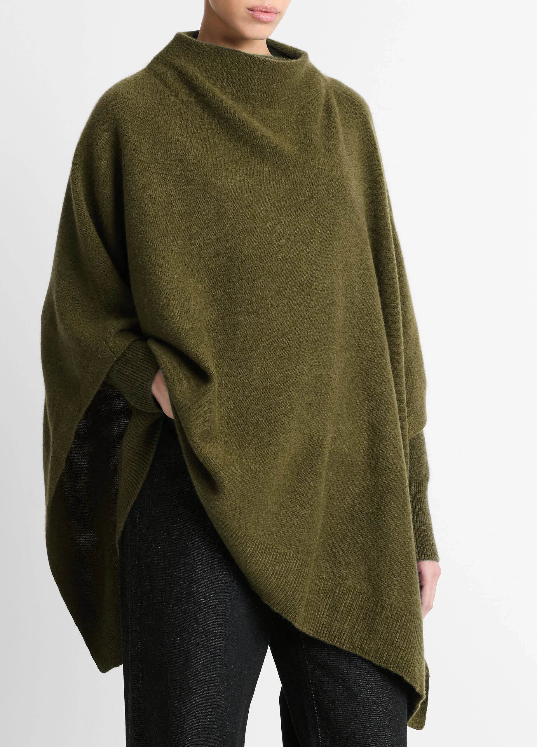 Merino Wool-Cashmere Funnel-Neck Poncho - 1