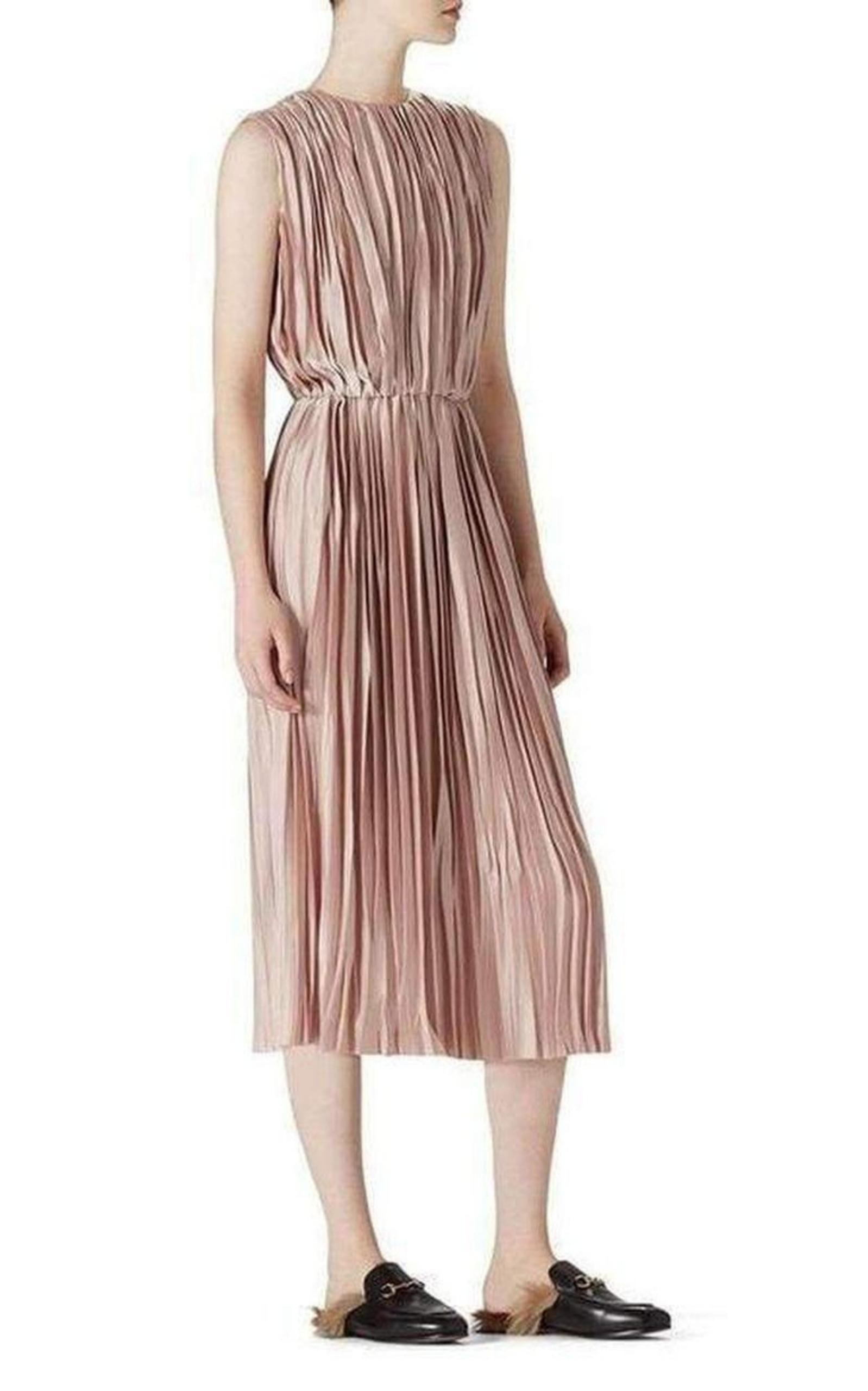 Pink Poly Satin Plissé Dress - 3