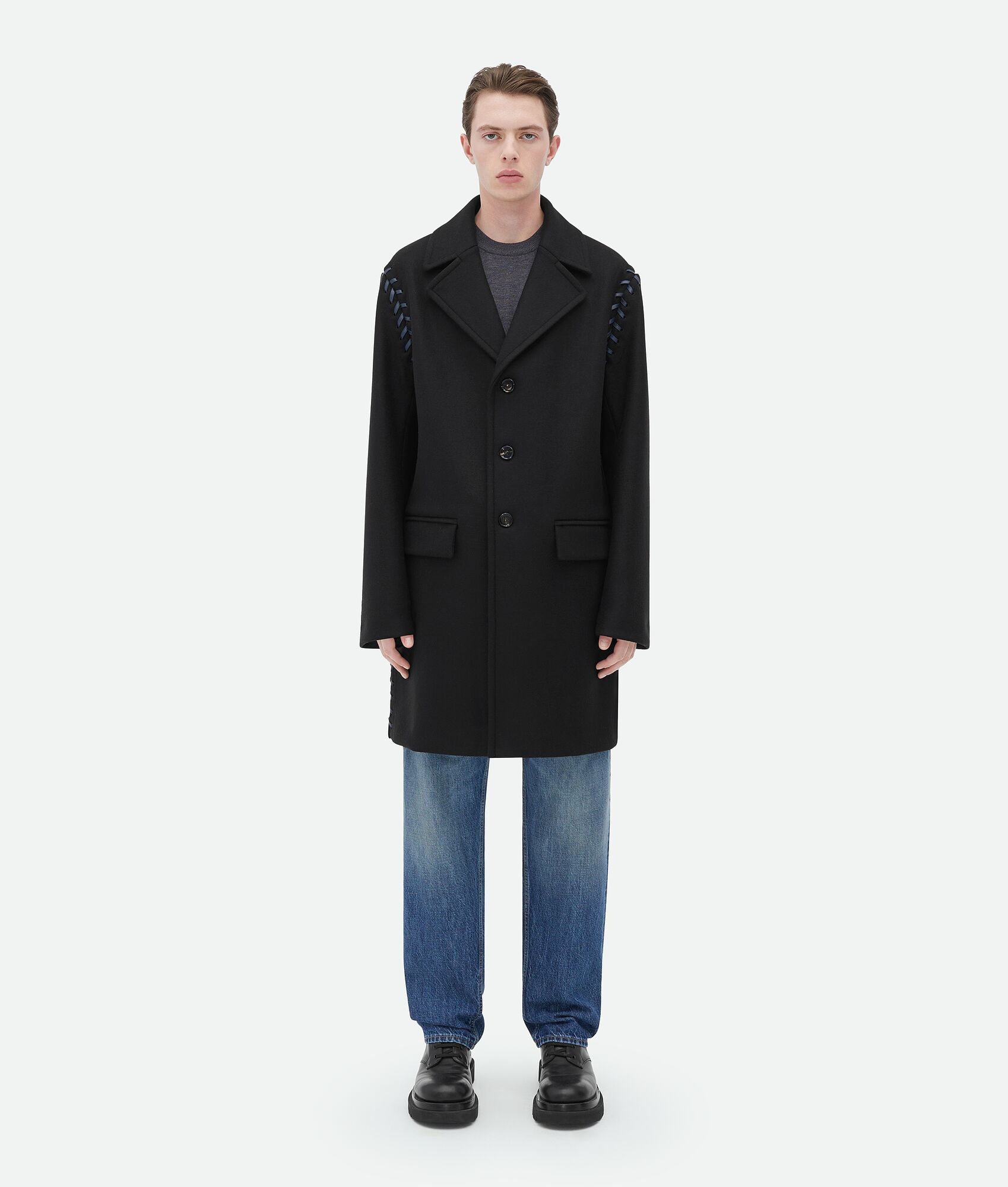 Lace-Up Felted Wool Coat - 1