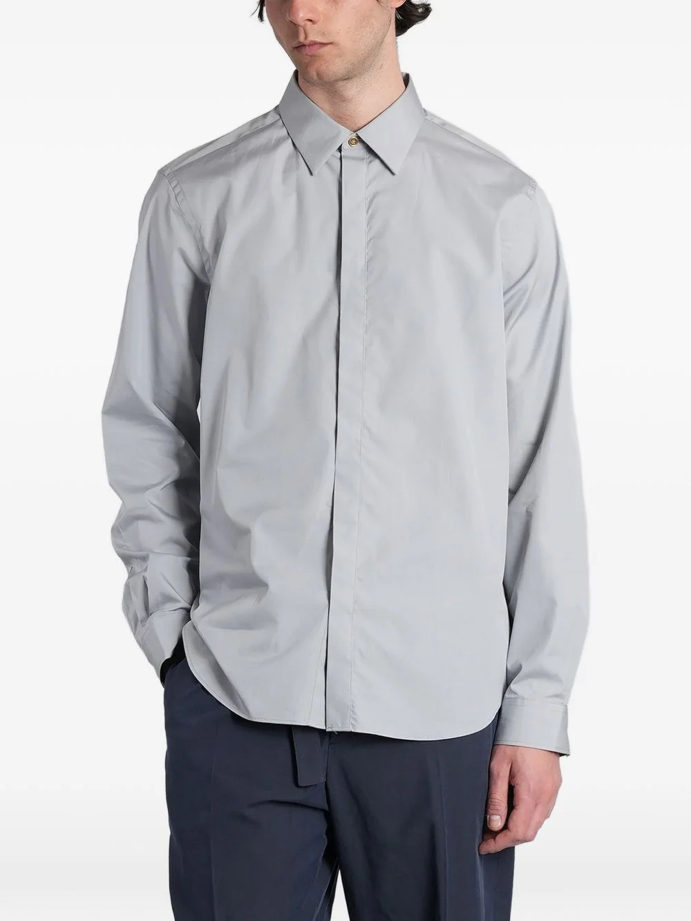 concealed-front long-sleeve shirt - 1