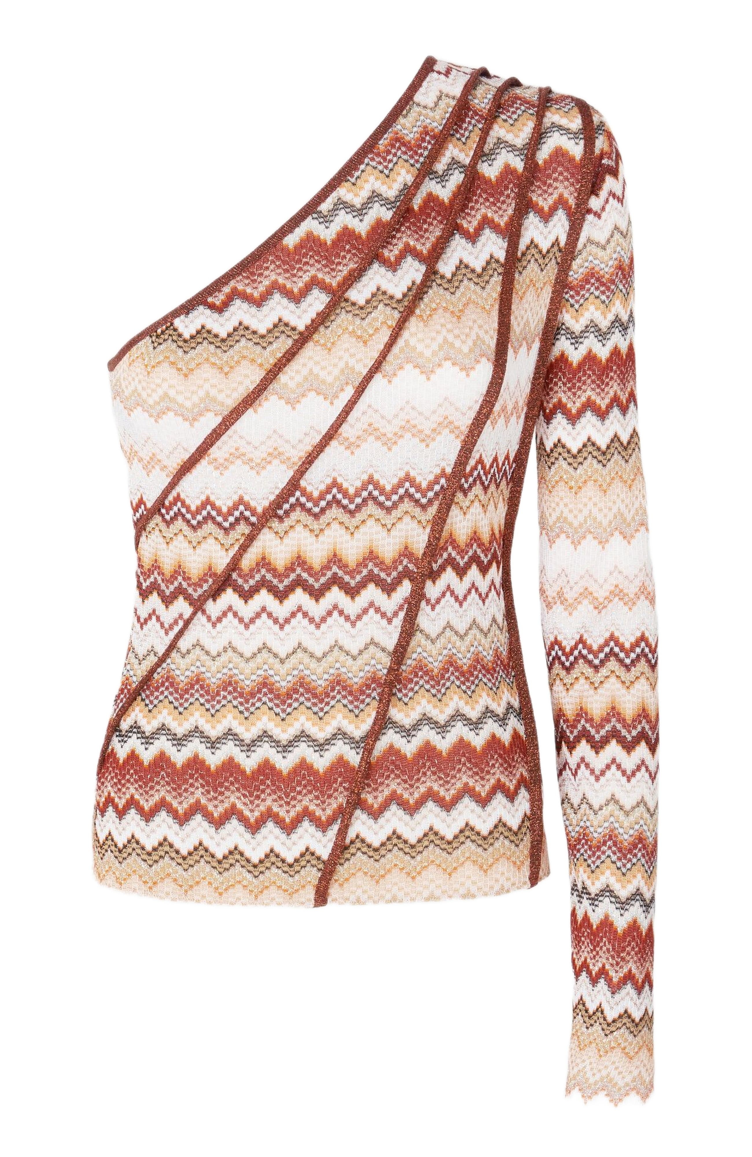 Missoni One-shoulder Top With Serrated Lamé Zigzag Pattern And Ribs in Multicoloured at Nordstrom - 2