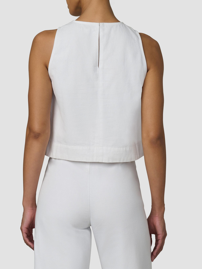 Women's Cotton Denim Sleeveless Top - White 5