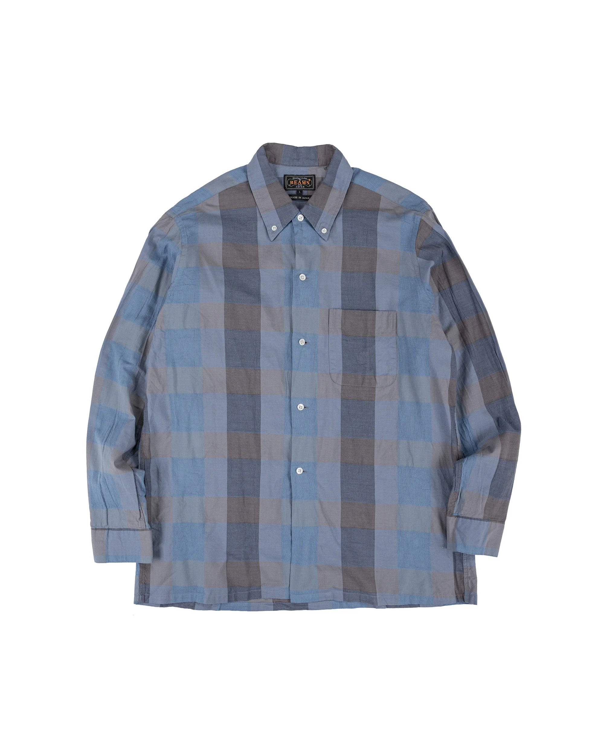 Open B.D. Indigo Panama Weave Plaid Indigo - 1