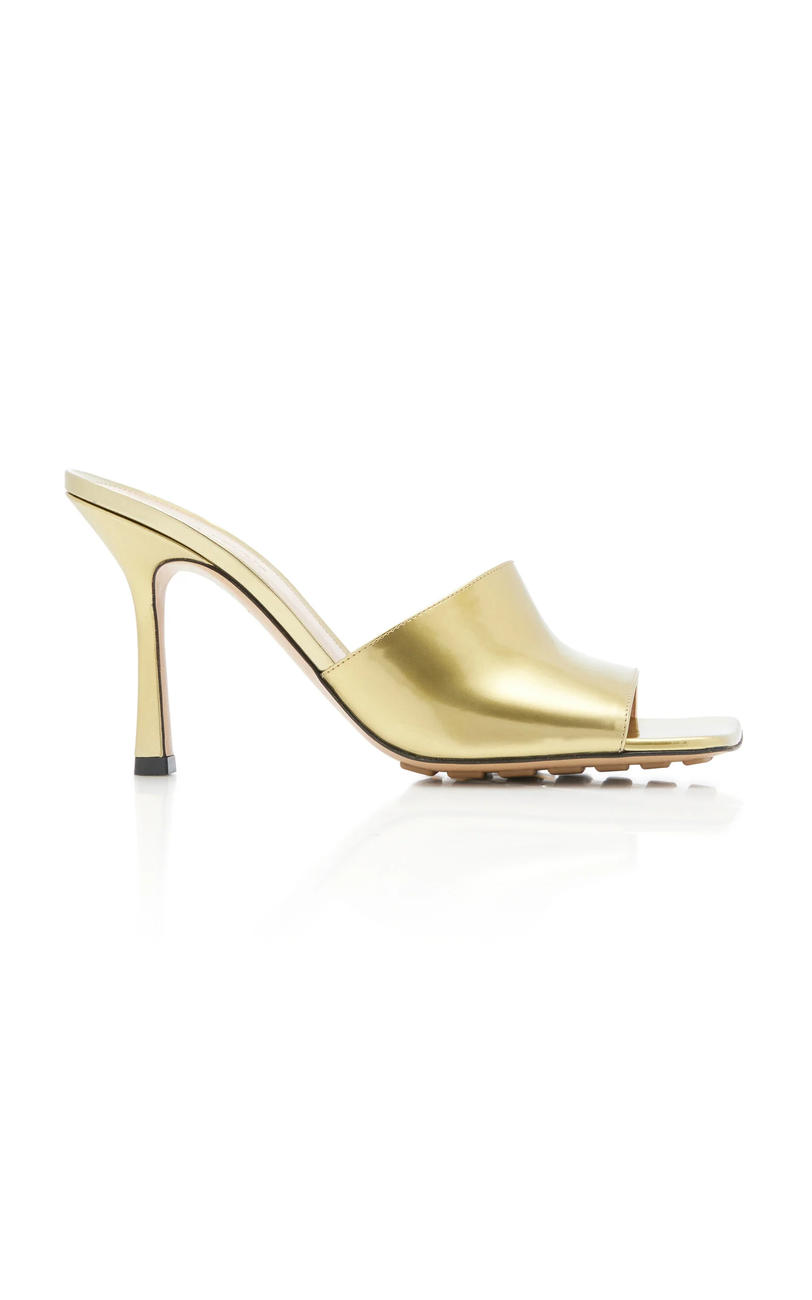 Mirror Stretch Leather Slide Sandals gold - 1