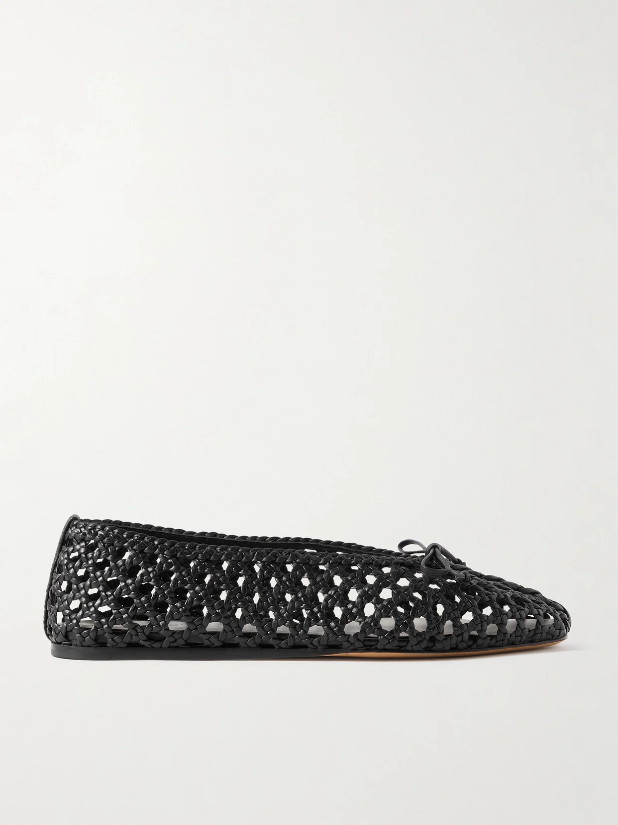 Regency Bow-embellished Woven Leather Ballet Flats - 1