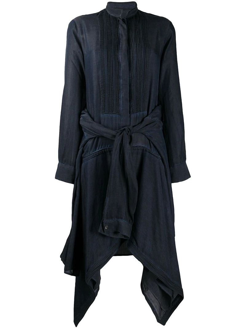 pleated detail denim dress 1