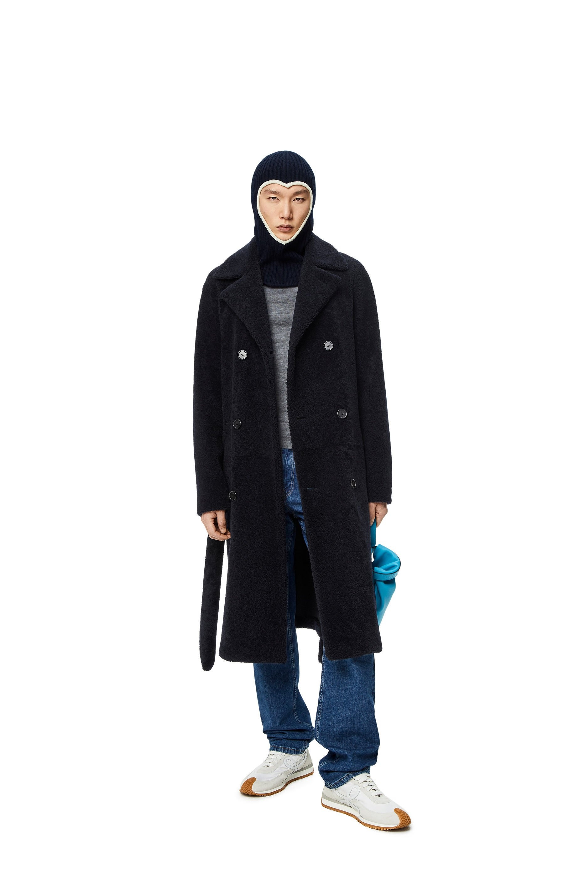 Double breasted coat in shearling - 2