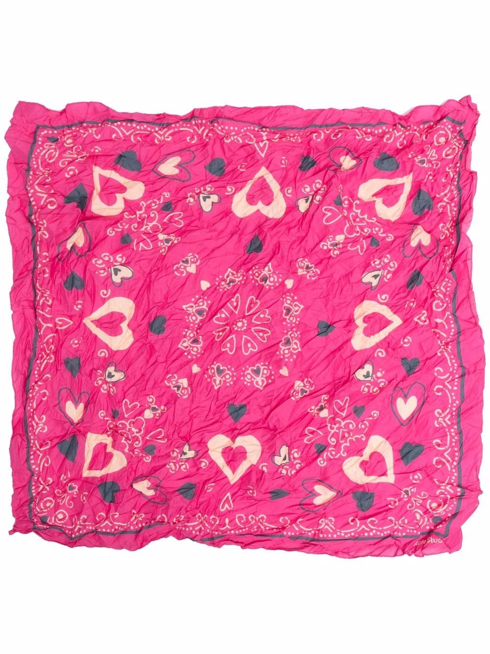 heart-print crinkled scarf - 4