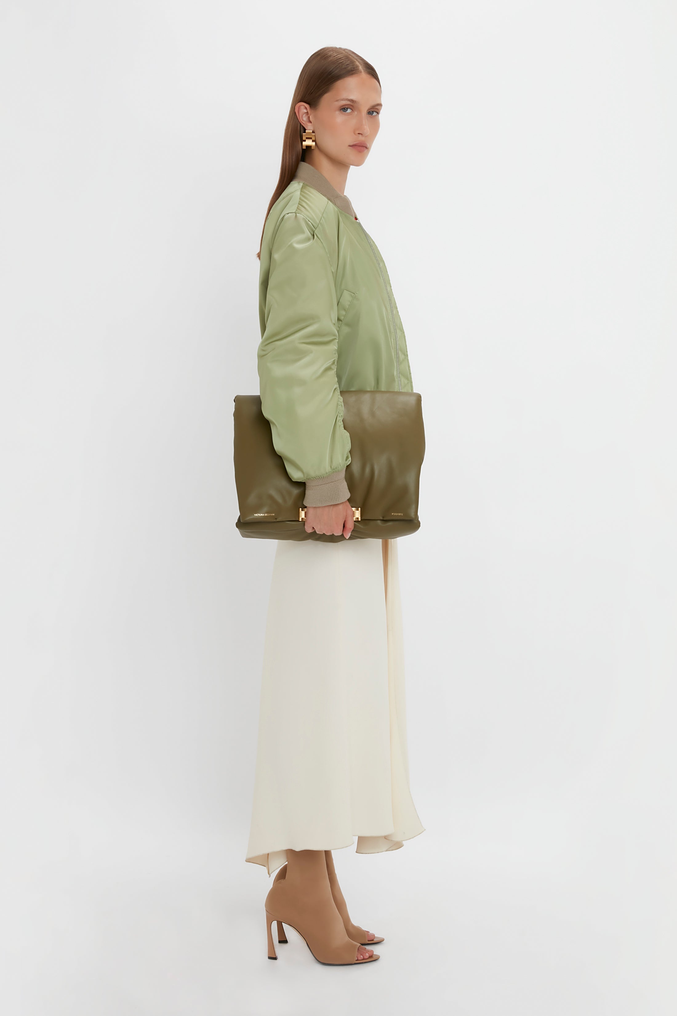 Cropped Bomber Jacket In Avocado - 6