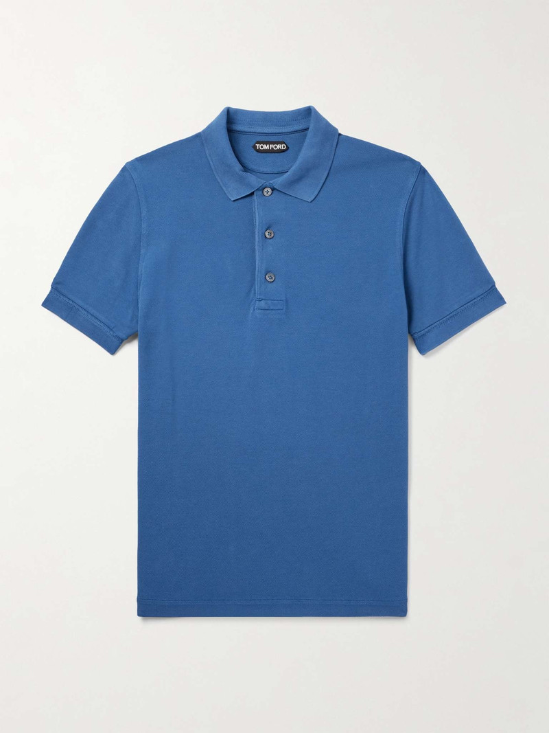 Slim-Fit Lyocell and Cotton-Blend Piqué Polo Shirt - 1