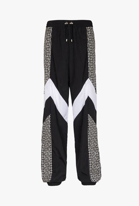 Black and white nylon sweatpants with Balmain monogram - 1