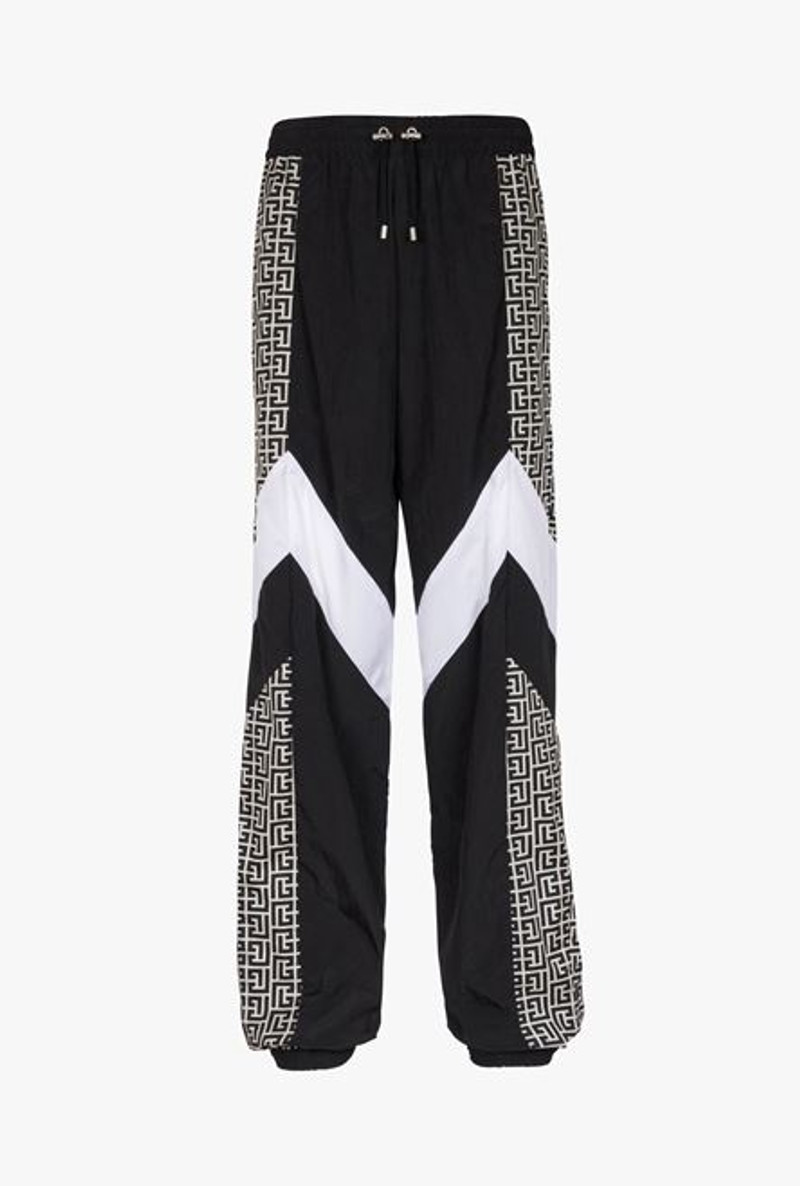 Black and white nylon sweatpants with Balmain monogram 1