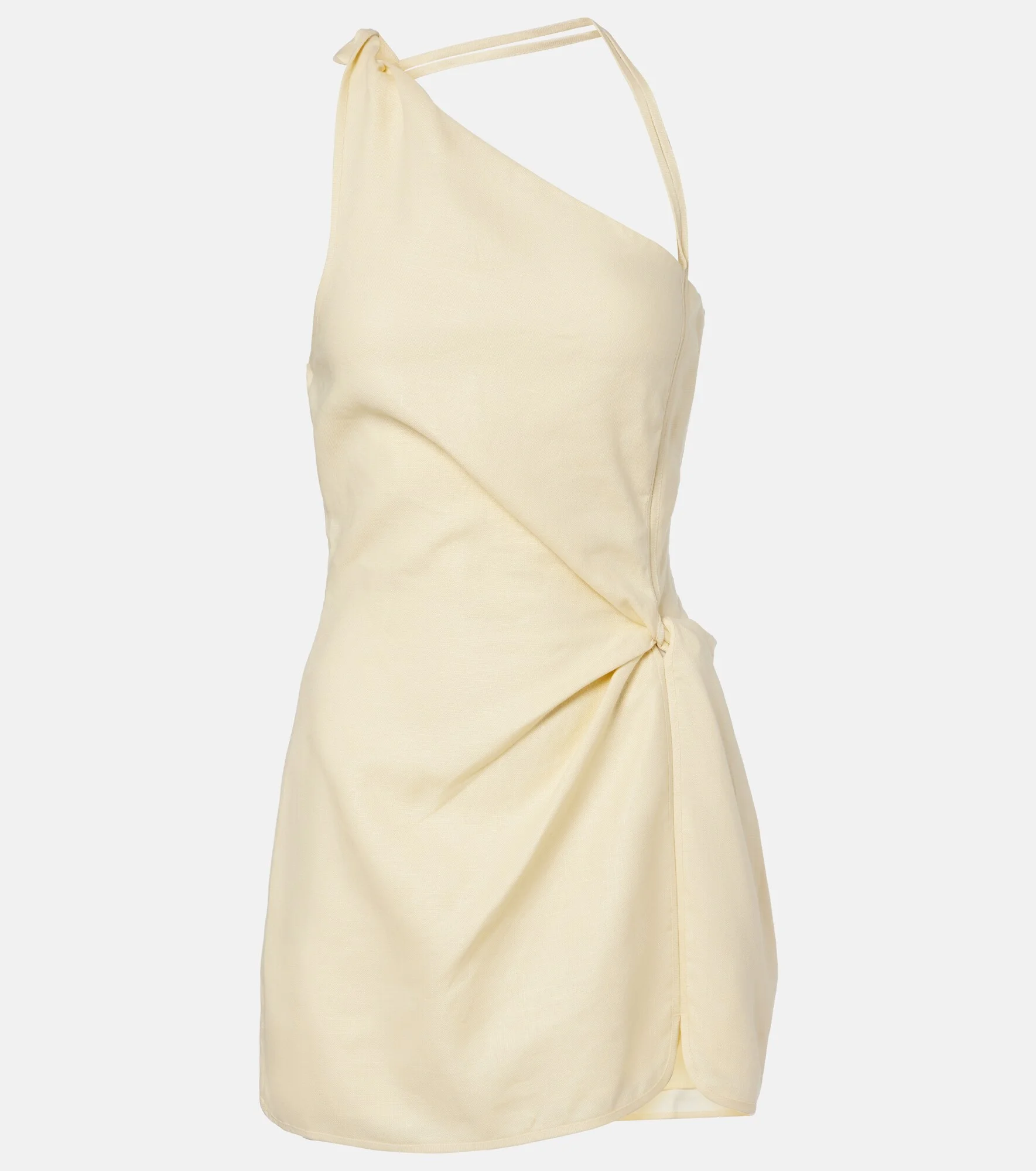 Gathered halterneck linen minidress - 1