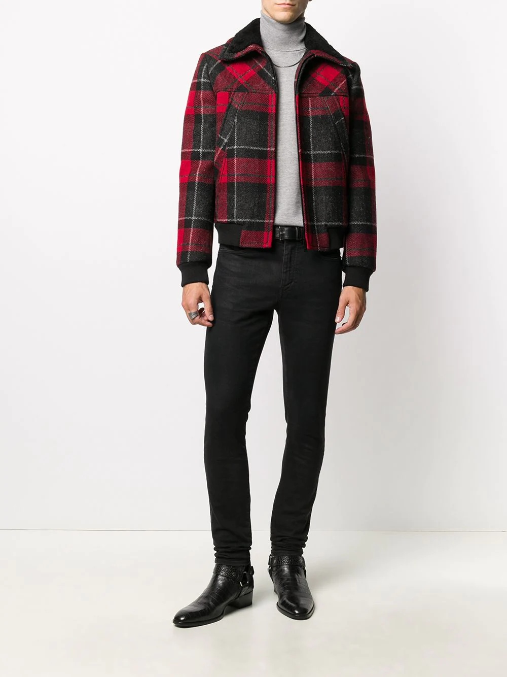 zip-up tartan-print jacket - 2