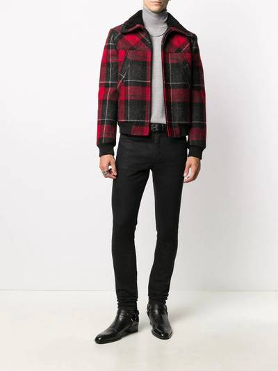 SAINT LAURENT zip-up tartan-print jacket outlook