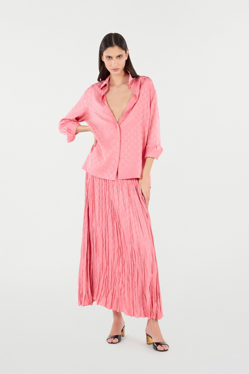 Roberto Cavalli Silk Blend Shirt with Mirror Snake Monogram Print outlook