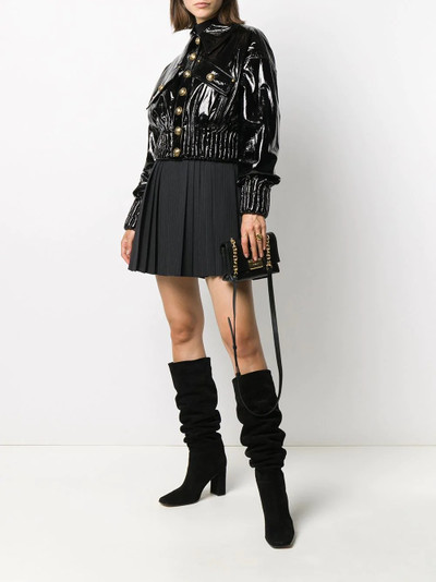 Balmain varnished crop button-up jacket outlook