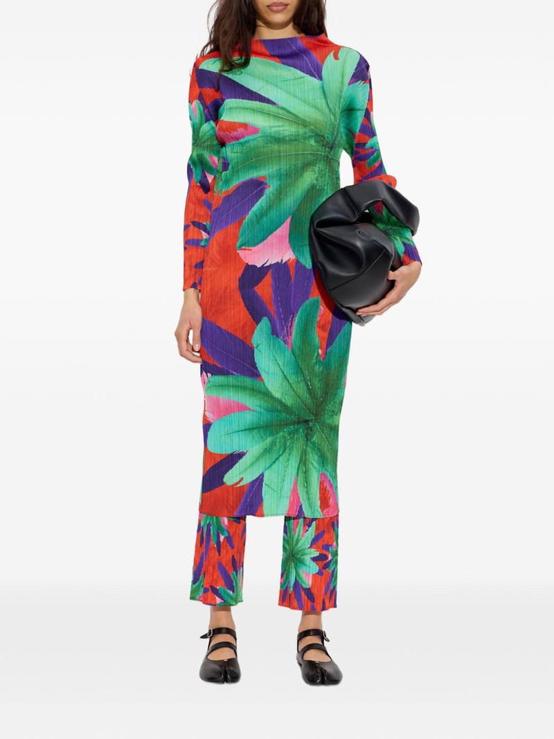 Pleats Please Issey Miyake Carnival floral-print pleated midi dress outlook