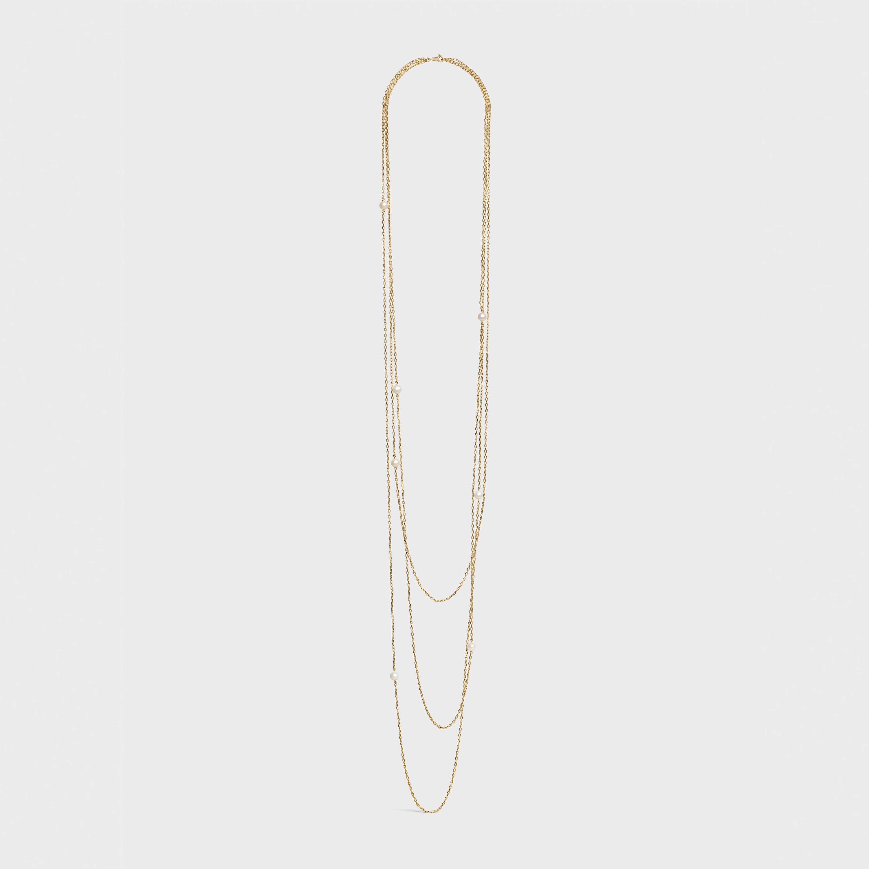 Celine Perles Sautoir in Brass with Gold Finish and Cultured Pearls - 2