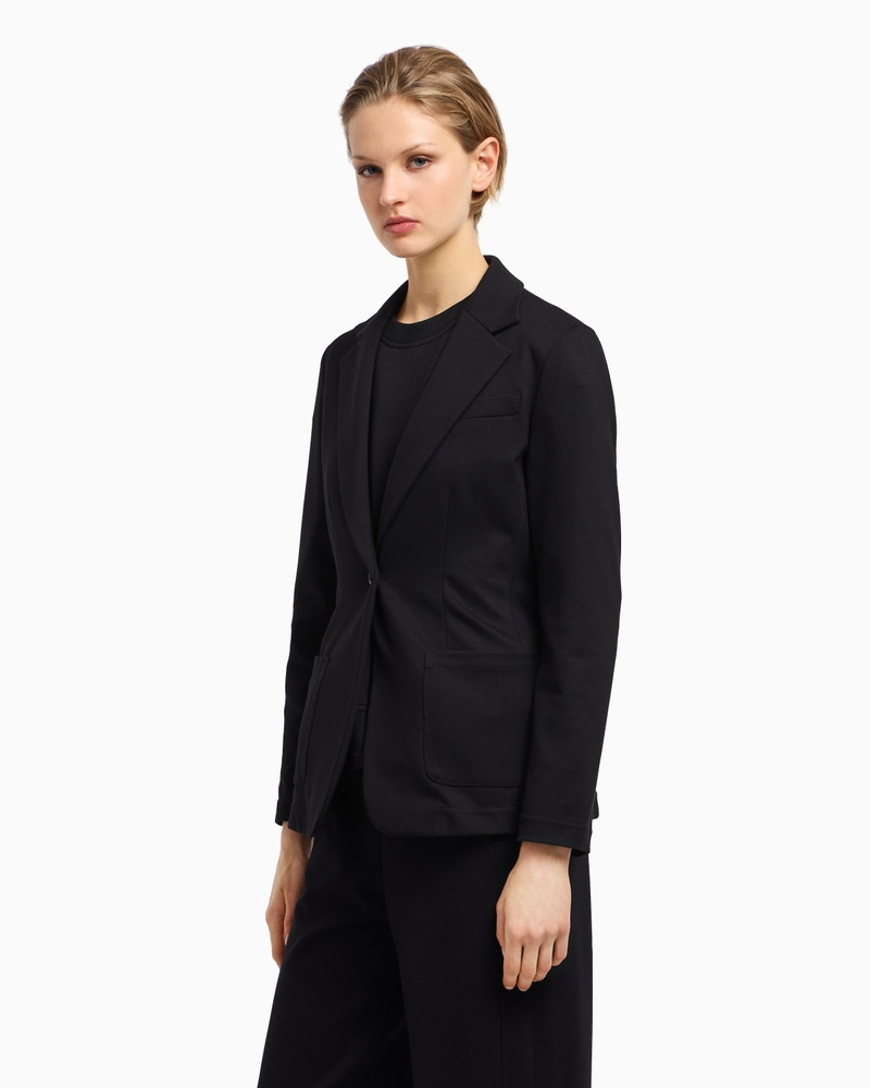 EMPORIO ARMANI TRAVEL ESSENTIALS CAPSULE COLLECTION SINGLE-BREASTED BLAZER IN INTERLOCK JERSEY outlook