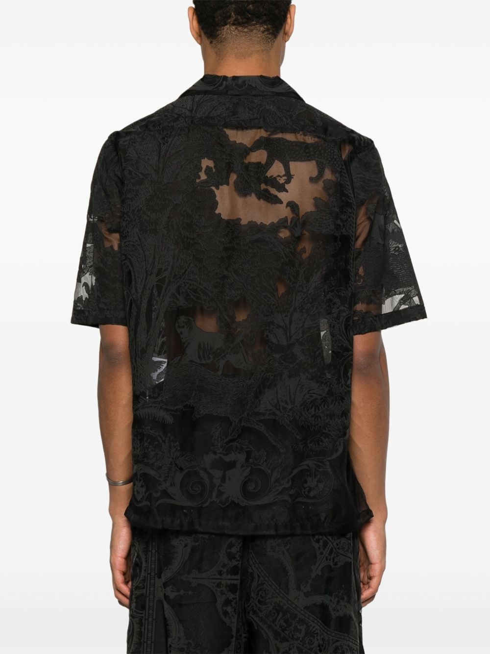 ornament semi-sheer shirt - 4