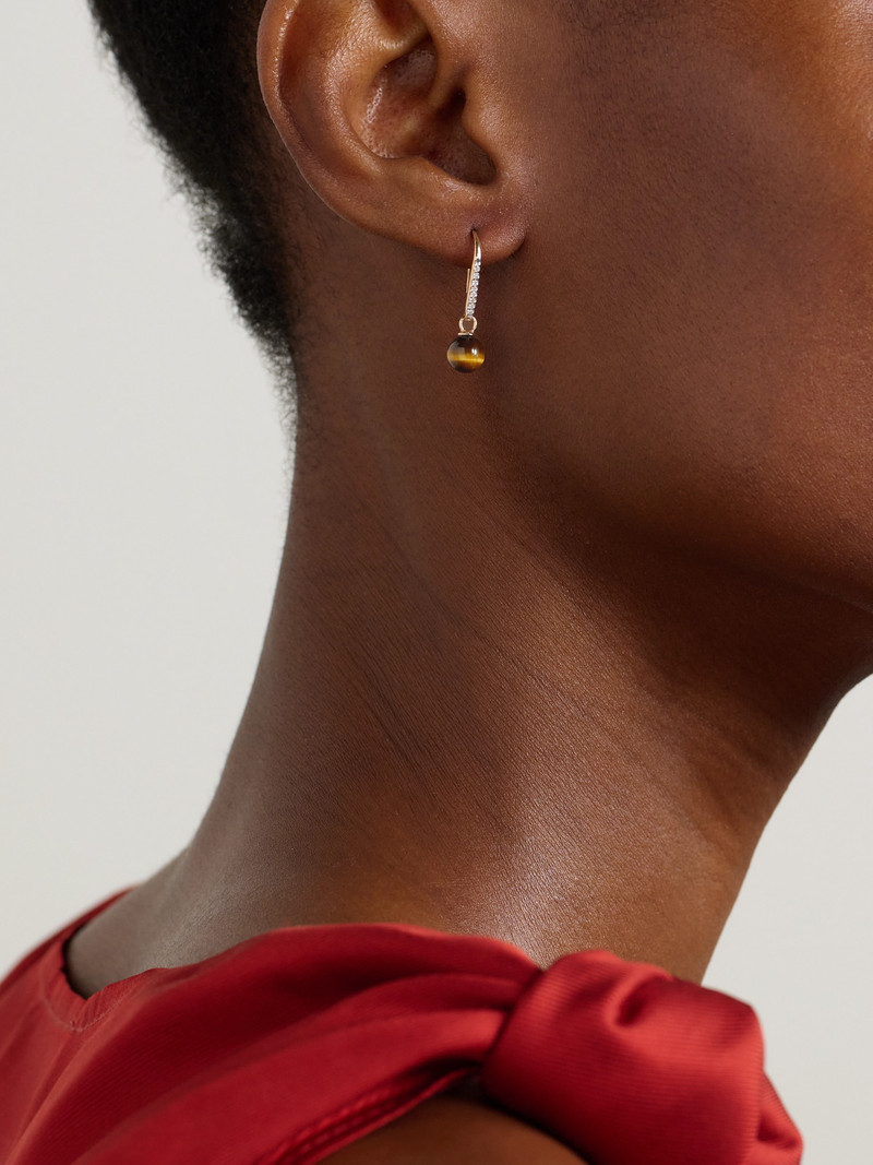 MATEO 14-karat Gold, Tiger's Eye And Diamond Earrings outlook