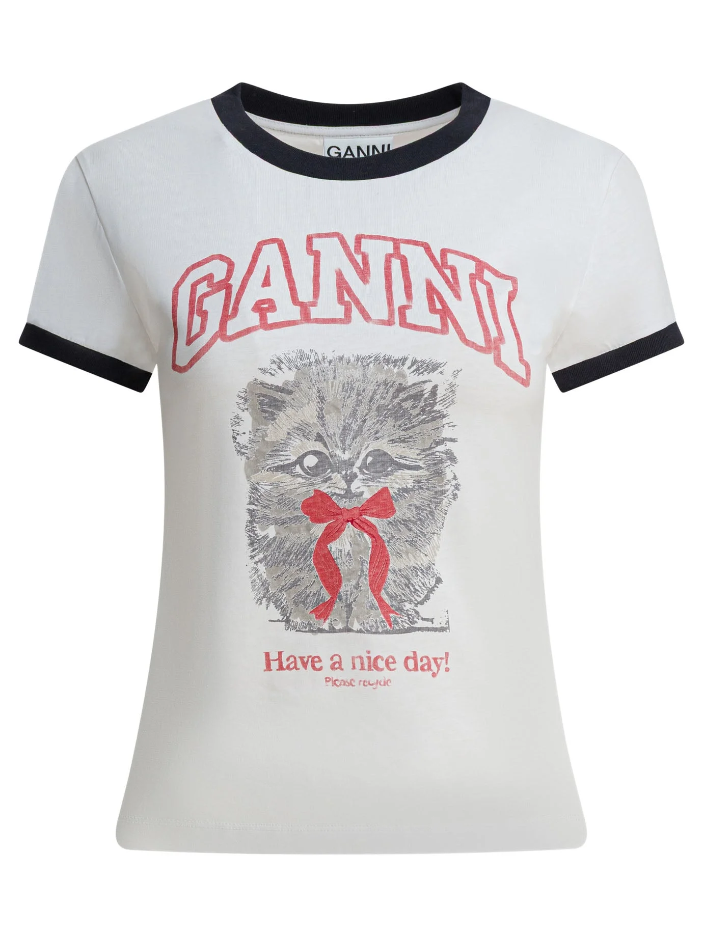 Ganni "kitty" Cotton T-shirt - 1