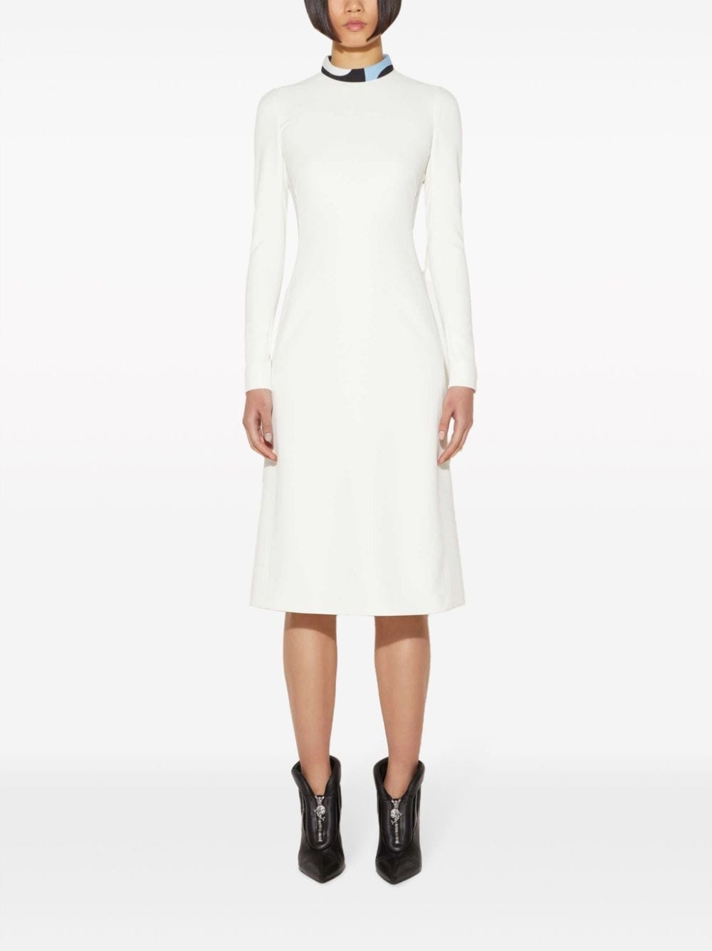 contrast-collar midi dress - 2