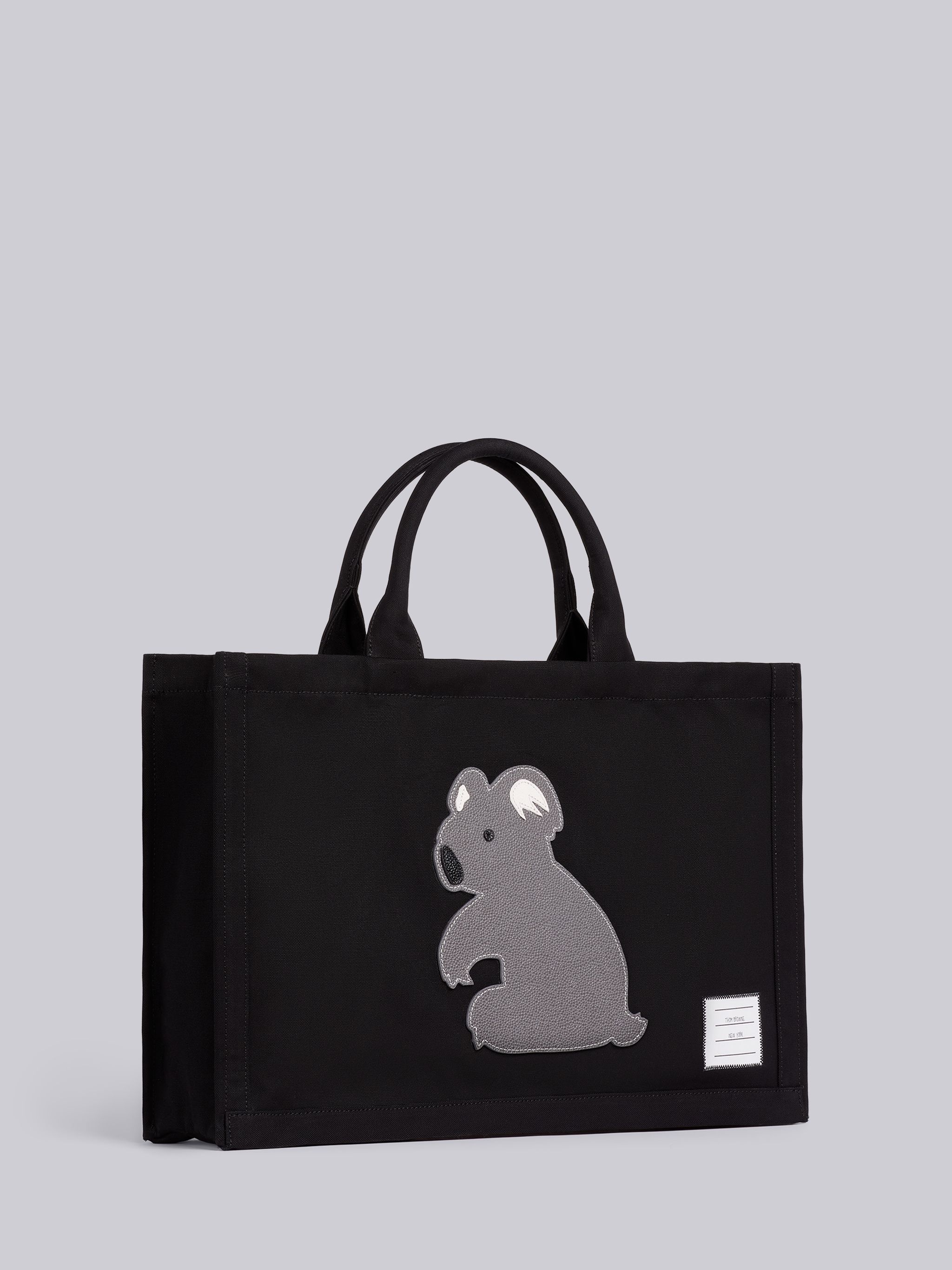 Black Cotton Canvas Koala Icon Applique Squared Tote - 3