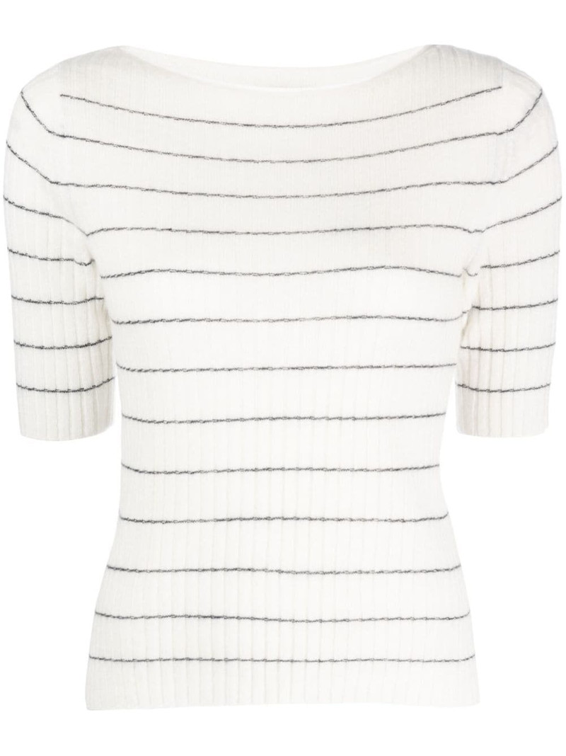 boat-neck striped knitted top 1
