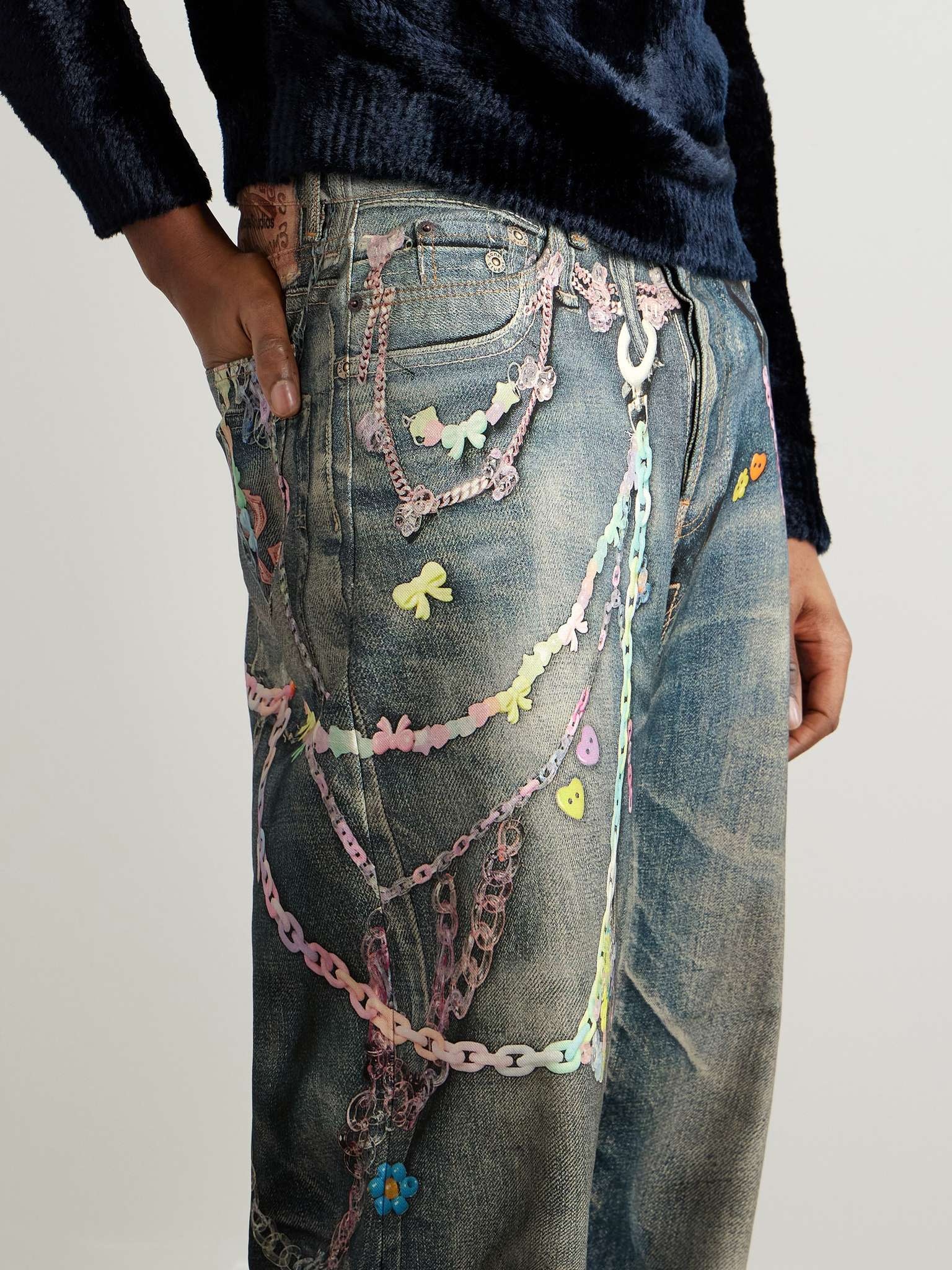 Wide-Leg Printed Jeans - 7