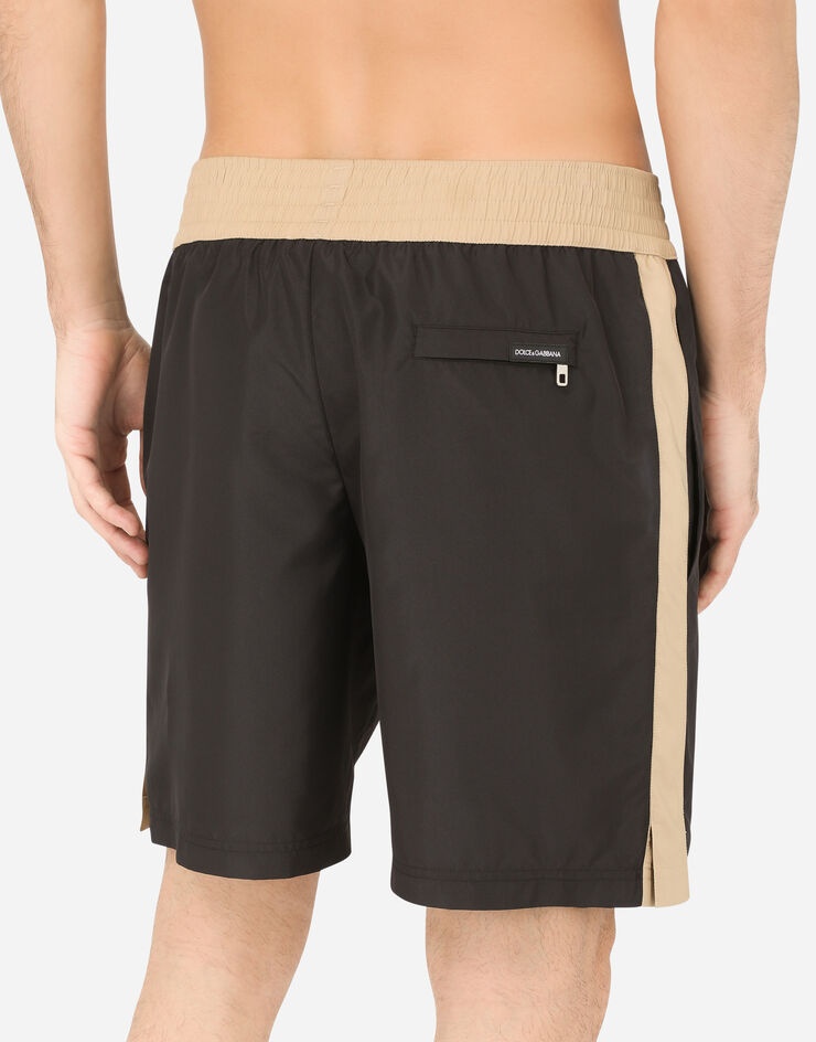 Two-tone mid-length swim trunks with DG patch - 5