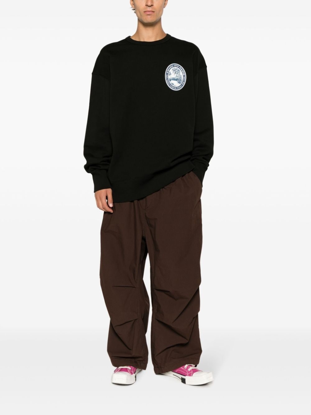 logo-patch cotton sweatshirt - 2