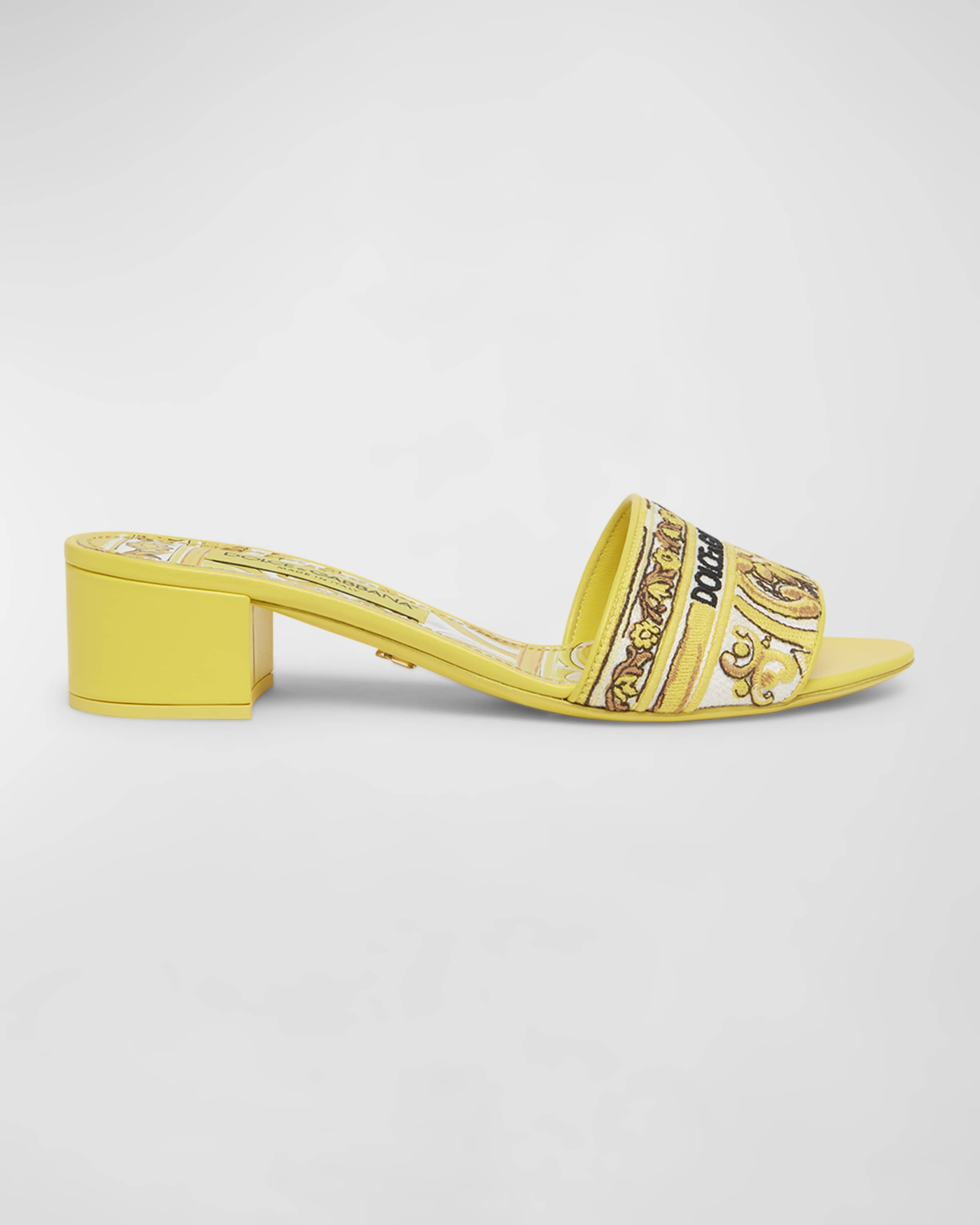 Karol Embroidered Block-Heel Slide Sandals - 1