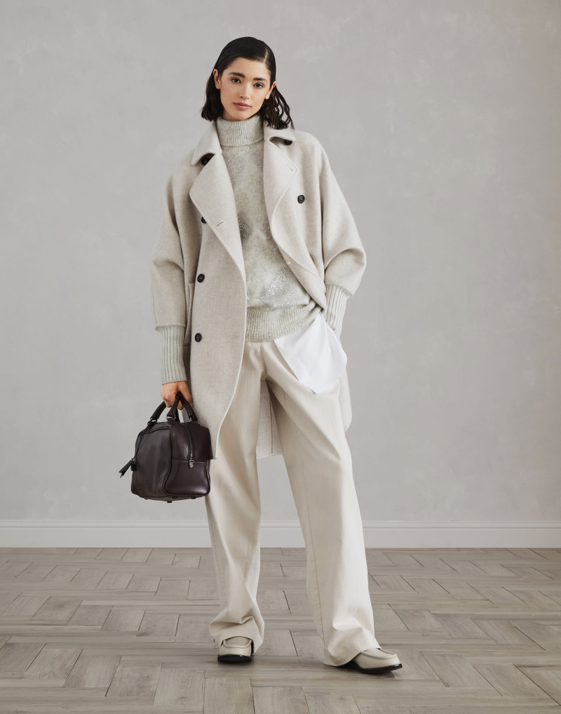 Stretch cotton poplin long shirt with shiny pocket detail 5