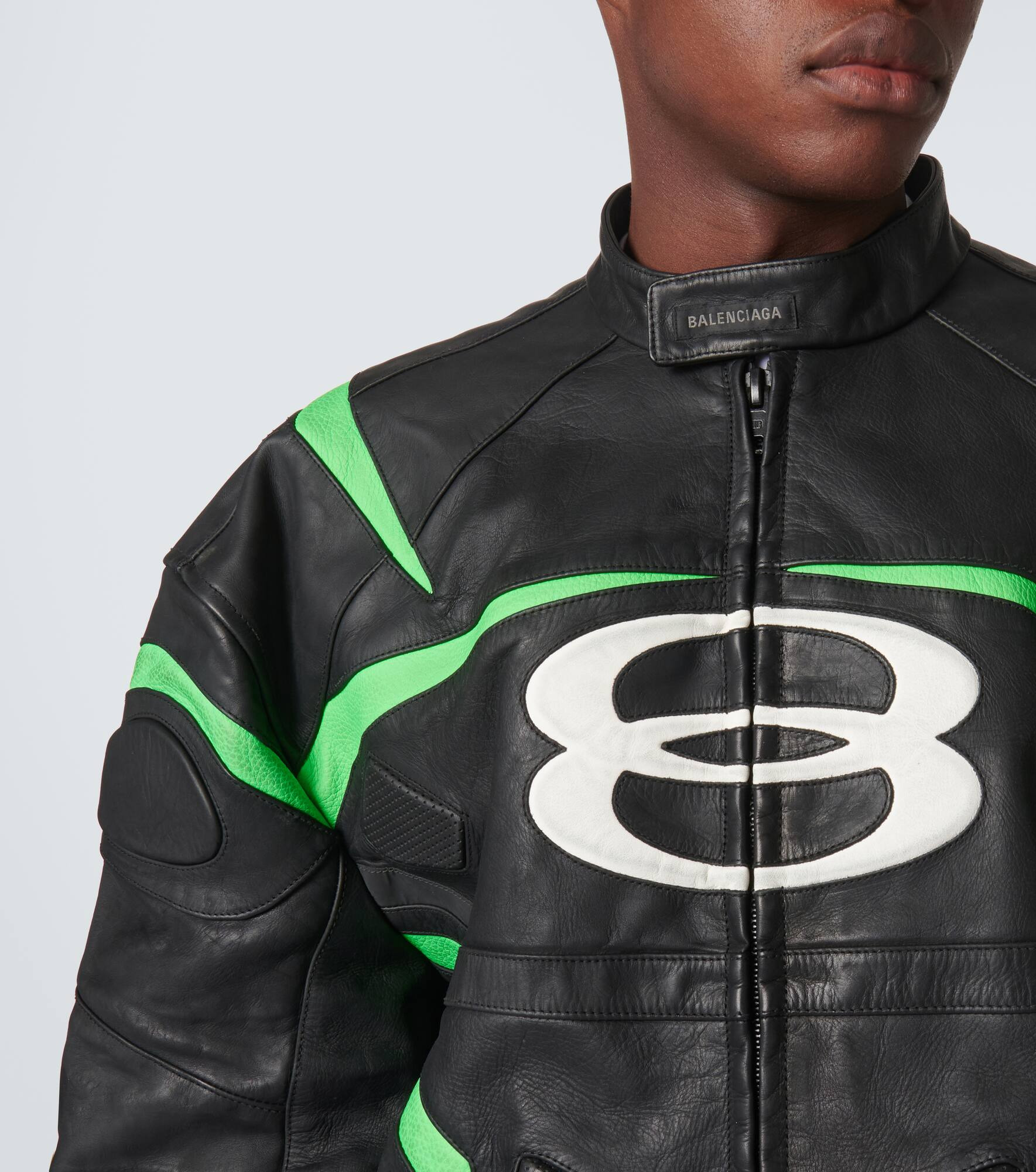 Logo leather jacket - 6