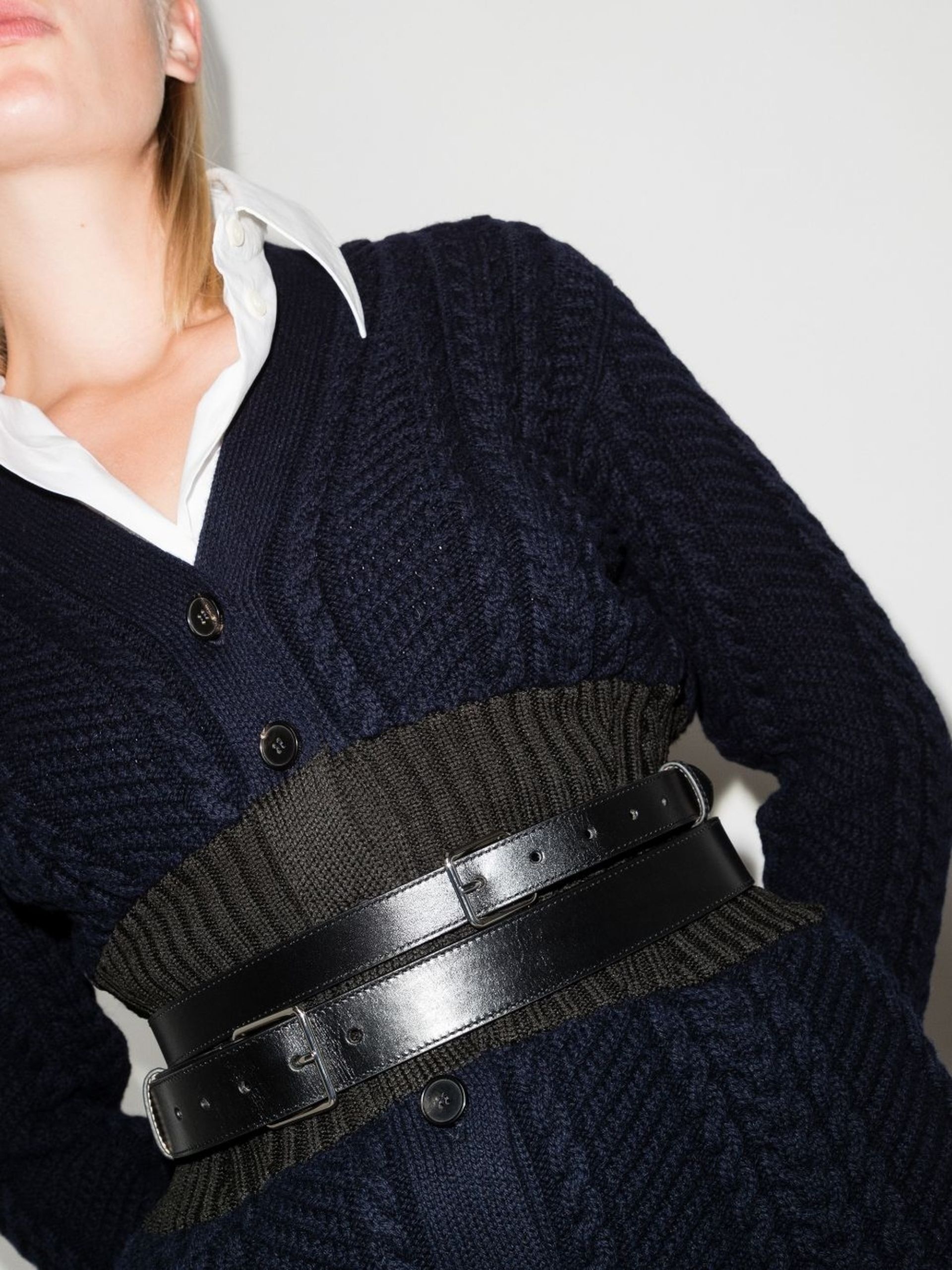 black double leather belt - 2