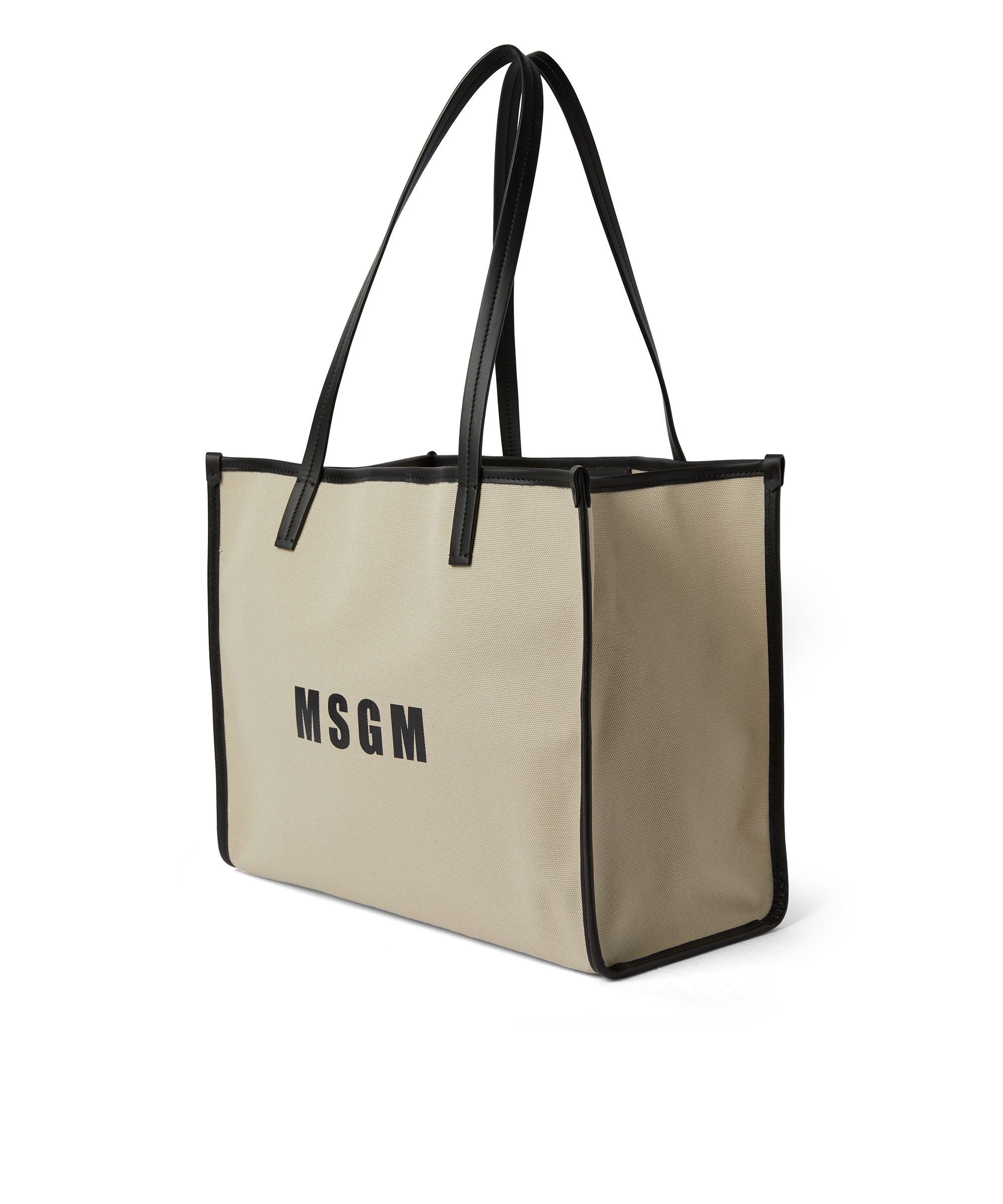 Canvas cotton tote bag with leather details - 3