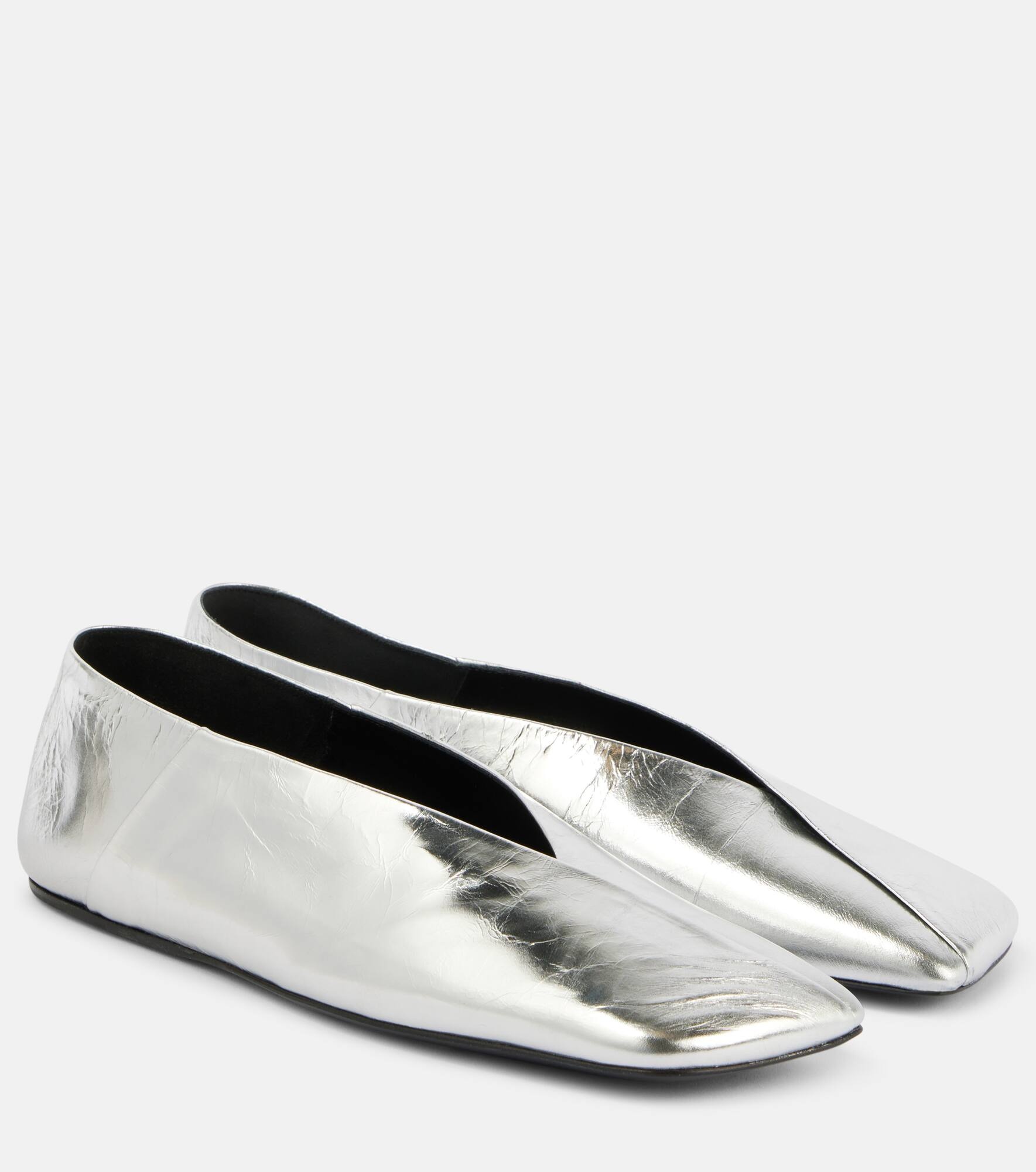 Metallic leather ballet flats - 1