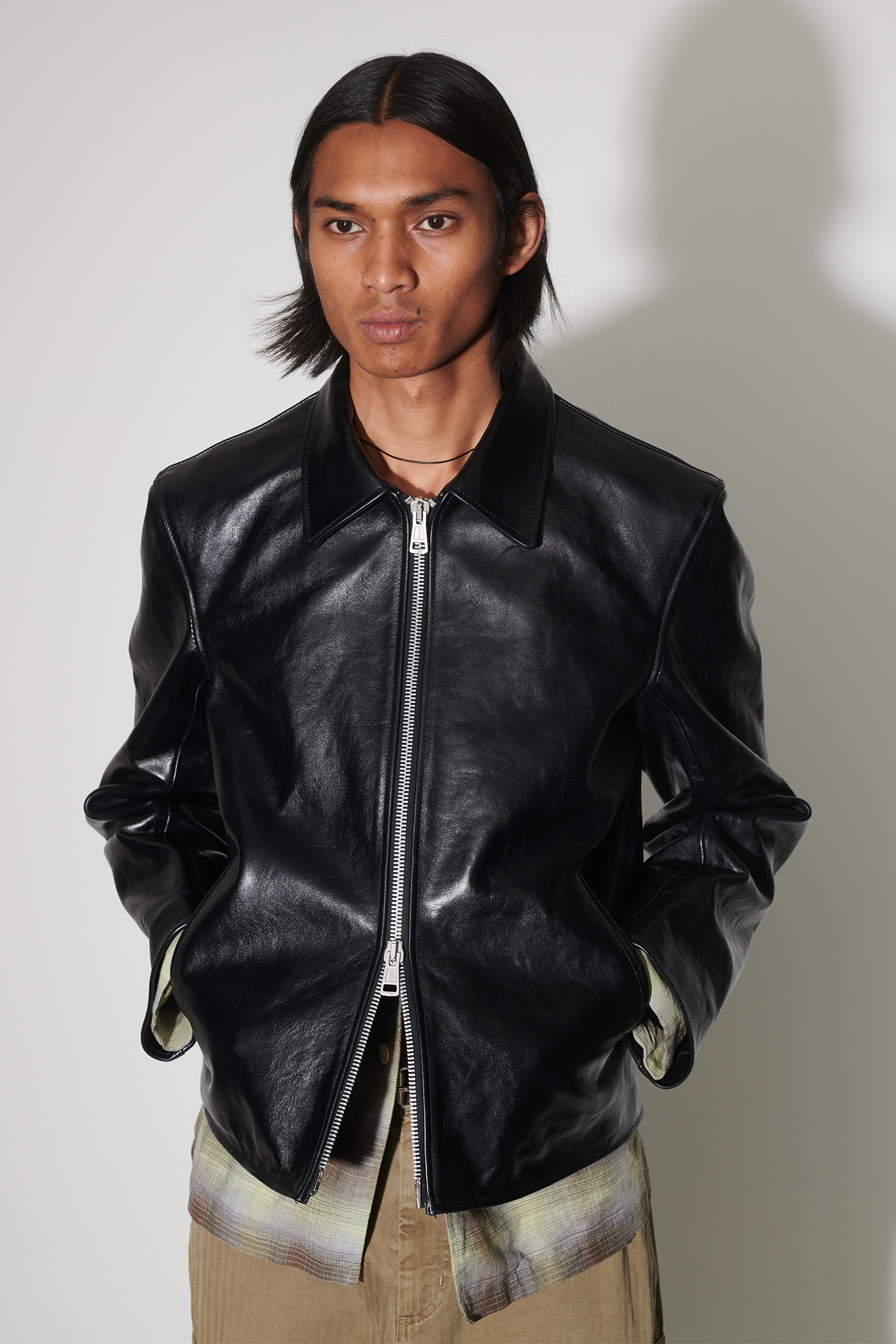 Mini Jacket Top Dyed Black Leather