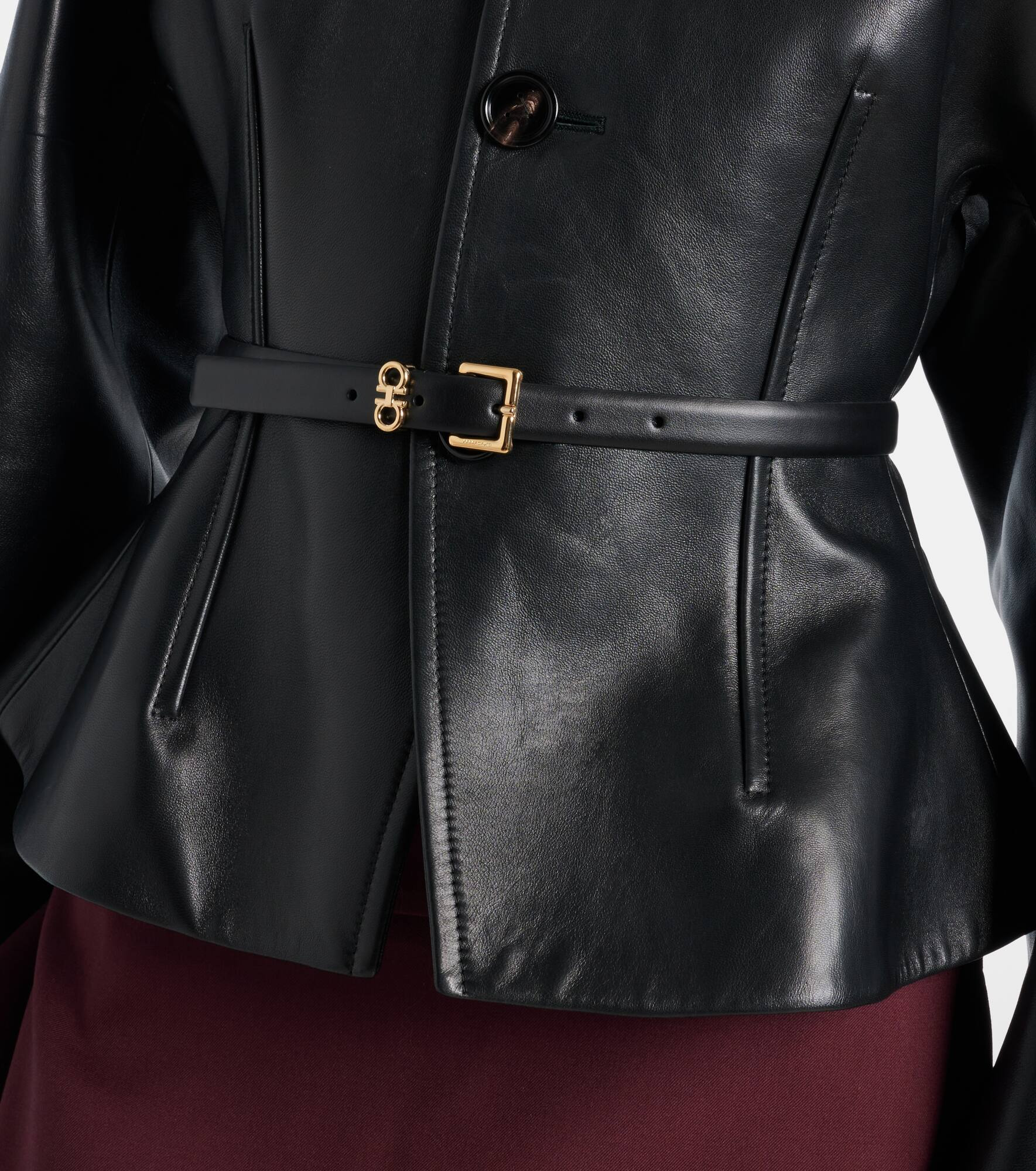 Gancini leather belt - 2