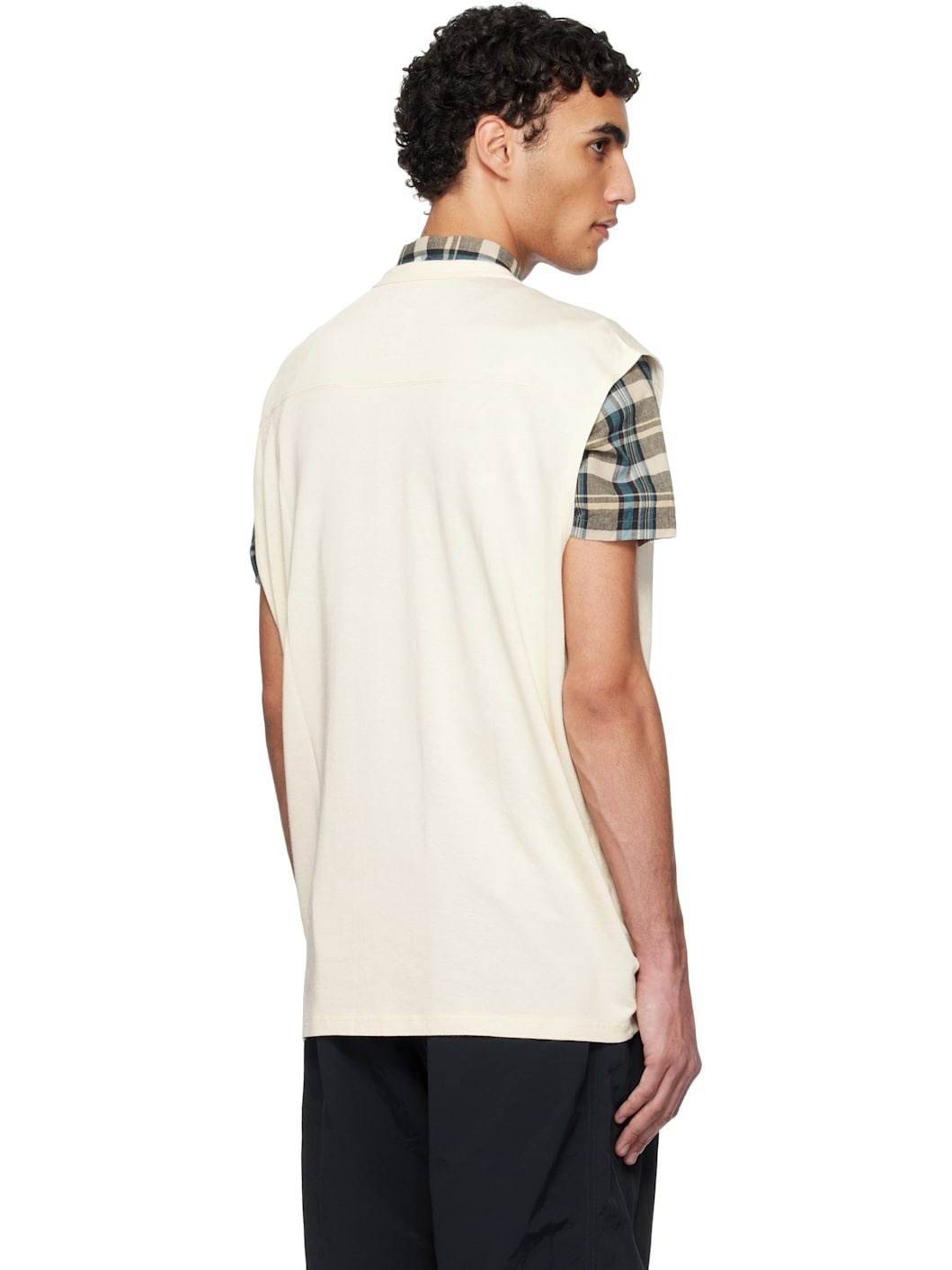 Off-White Rayon Cotton N/S Tank Top - 3