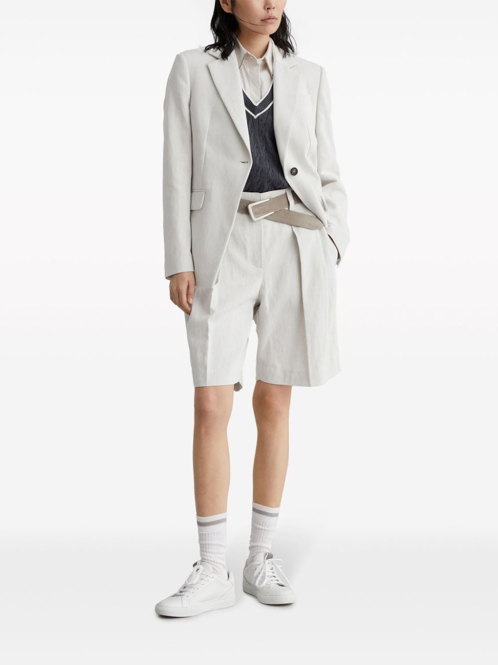 gabardine-weave single-breasted blazer - 2
