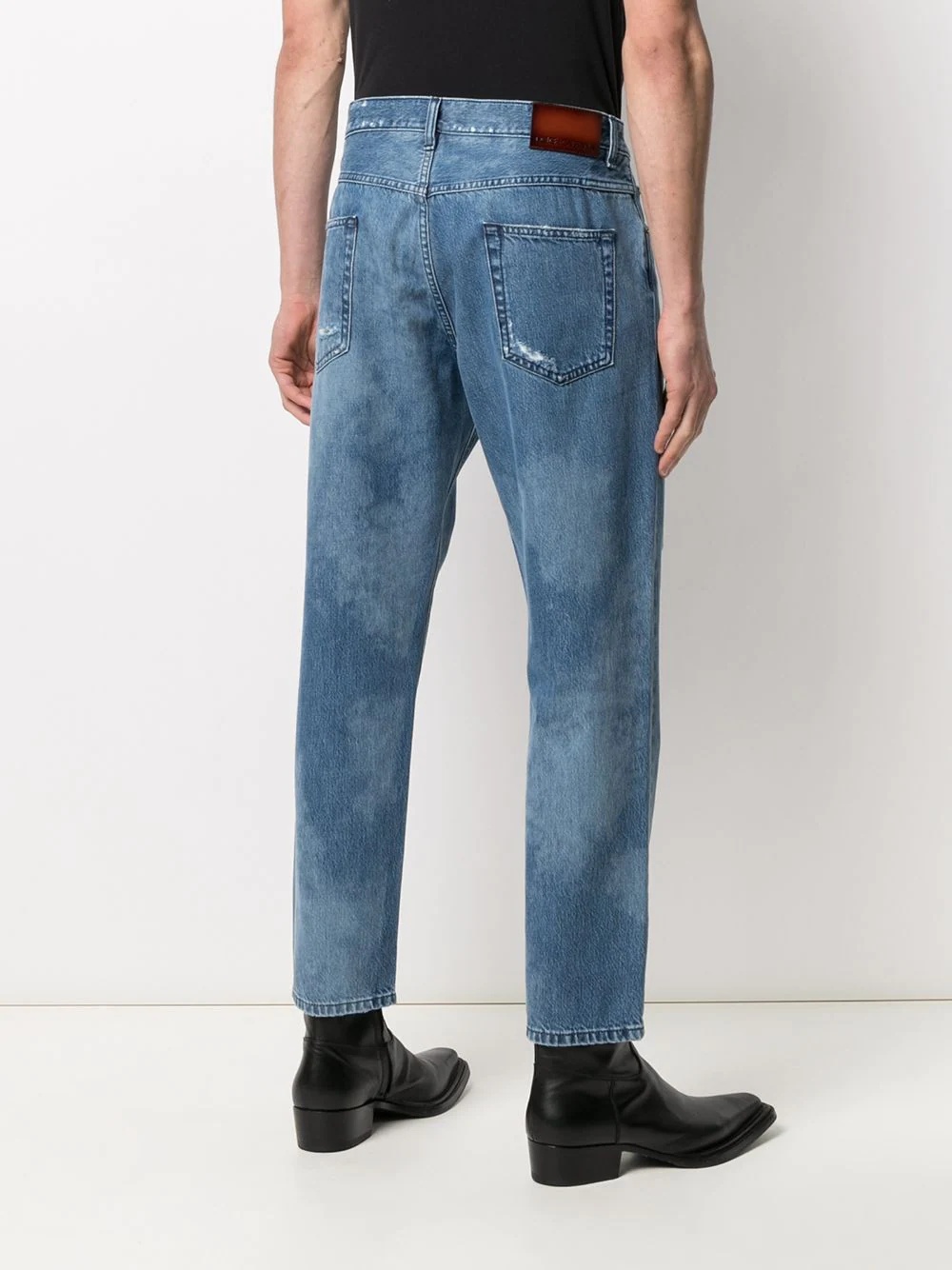 bleached effect cropped jeans - 4