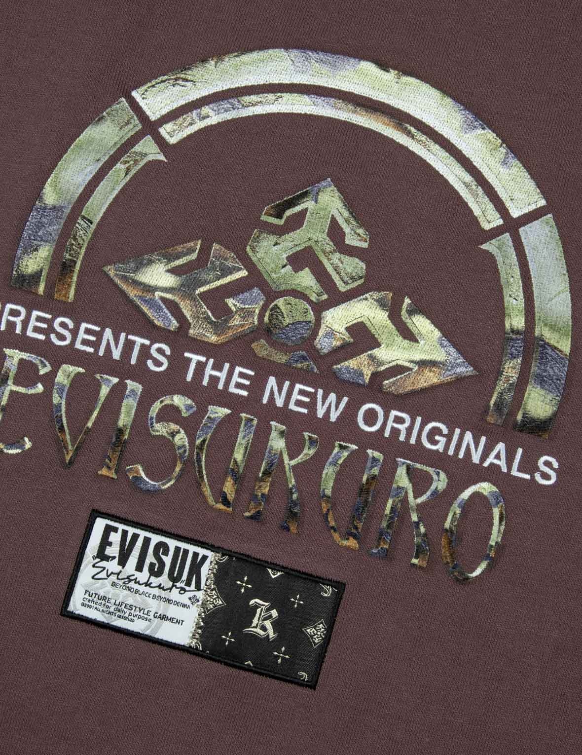 Rock-textured Print and Logo Embroidery Loose Fit T-shirt - 7