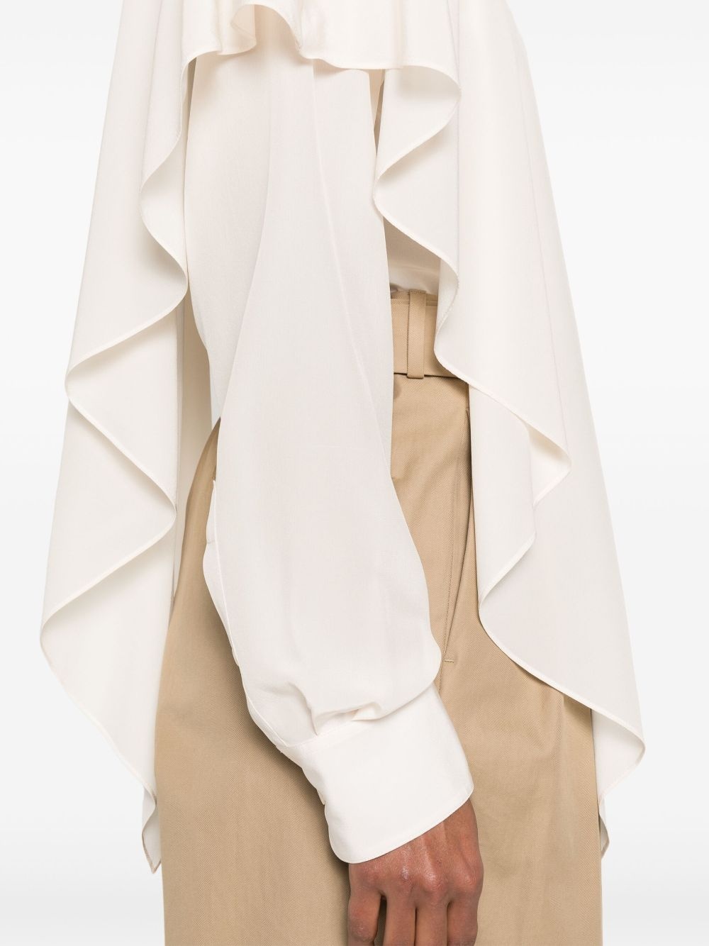 layered-panel semi-sheer shirt - 5