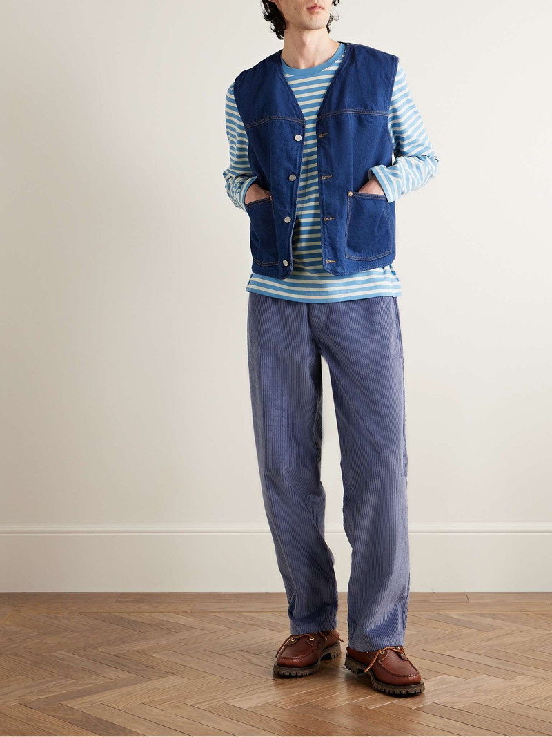 Maison Kitsuné Logo-Appliquéd Striped Cotton-Jersey T-Shirt outlook