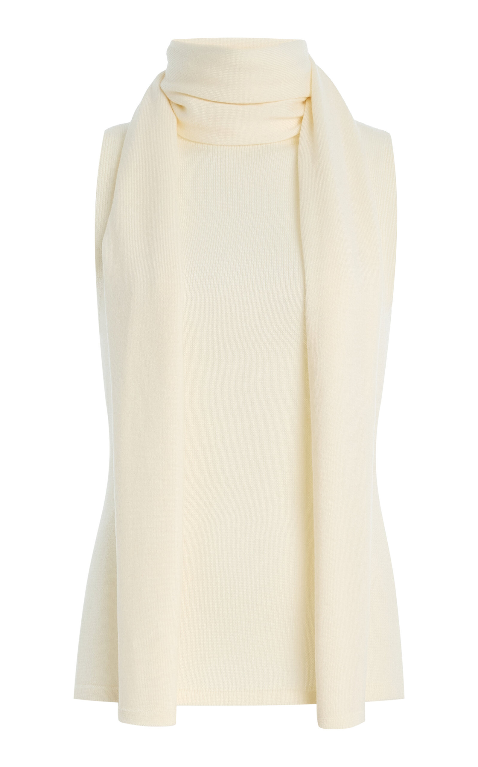 Canal Scarf-Detailed Merino Wool Top ivory - 1